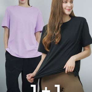 요가복반팔 소로나 면티셔츠 루즈핏 티셔츠 여름 1+1