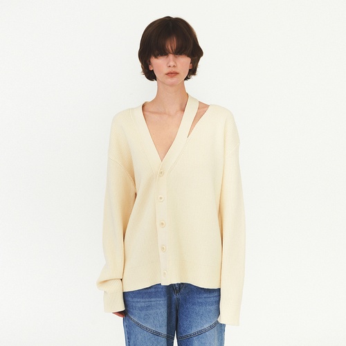 [다이애그널] UNBALANCE OVERFIT CARDIGAN (ivory)