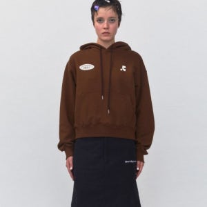 [레스트앤레크레이션] RR 22 LOGO CROPPED HOODIE_BROWN RR241TP025BROWN