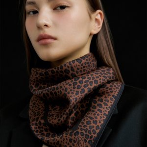 [아비나펠르] Leopard Square Silk Scarf 50 - Brown ECZLXX00060