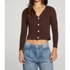 4246278 Chaser Button Down Cropped Cardigan In Falcon
