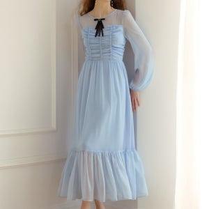 [던드롭][DUNDROP]던드롭 시스루 스카이 쉬폰 원피스(K1709089997262005BL01)