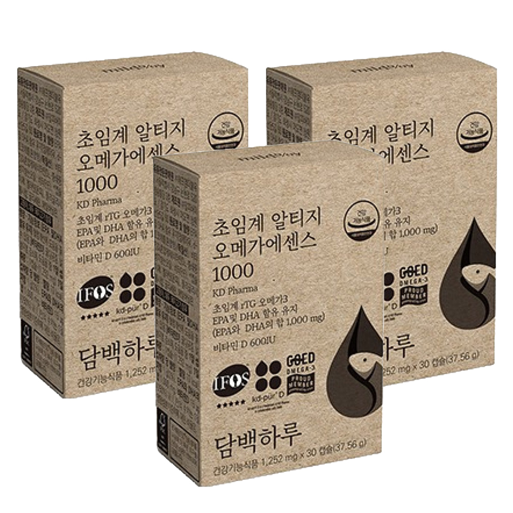 담백하루 <b>초임계 알티지 오메가</b>3 <b>에센스 1000</b> 1개월 30정, 3개