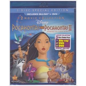 포카혼타스 2편의 영화 스페셜 에디션포카혼타스 II 새로운 세계로의 여행 블루레이 패키징의 3디스크 DVD