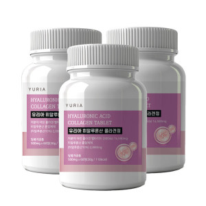 유리아 300Da 저분자 피쉬<b>콜라겐</b> 히알루론산정 500mg 3박스 180정