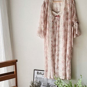 여성-에뚜알 폴리 캡내장 슬립+로브가운 앙상블세트