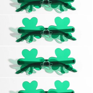 성 패트릭의 날 아일랜드 샴록 선글라스  녹색 네잎 클로버 레프리콘 코스튬 안경  4 개