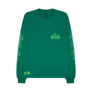 크롬하츠 세메터리 크로스 롱슬리브 티셔츠 켈리 그린 글로 72197750