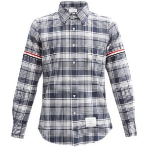 톰브라운 암밴드 마드라스 체크 남성 셔츠 MWL301A 07847 415 톰 브라운 Tricolour 트리컬러 트림 코튼 MWL301A07847415