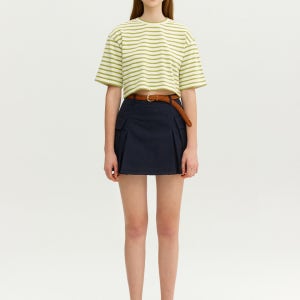 [앤유] VECCHIO Stripe crop T-shirt (Navy stripe/Light green stripe)