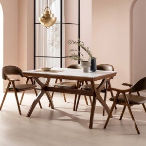 베르네 애쉬 원목 포세린 4인용 세라믹식탁세트 의자4