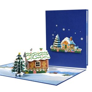 축제 크리스마스 장식 손으로 만든 3D 진저브레드 하우스 카드로 휴일 분위기를 더해보세요