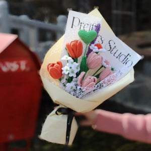 🌷봄을 담은 손뜨개 꽃다발 (튤립 꽃다발)🌷, 데일리,닡
