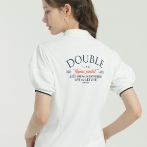더블플래그 여성 여성 슬로건 그래픽 퍼프소매 카라티 DWTS4B311IV