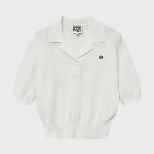 [마리떼 프랑소와 저버] W OPEN COLLAR CROP HALF KNIT white