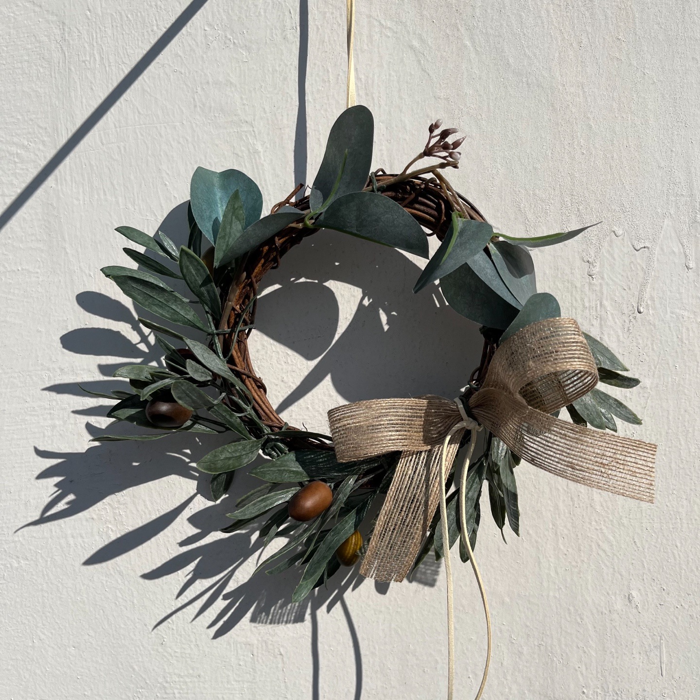 플로리스트채화 <b>올리브</b> 유칼립투스 <b>리프</b> 리스 - 봄맞이, 내추럴 인테리어, 집들이 선물 추천