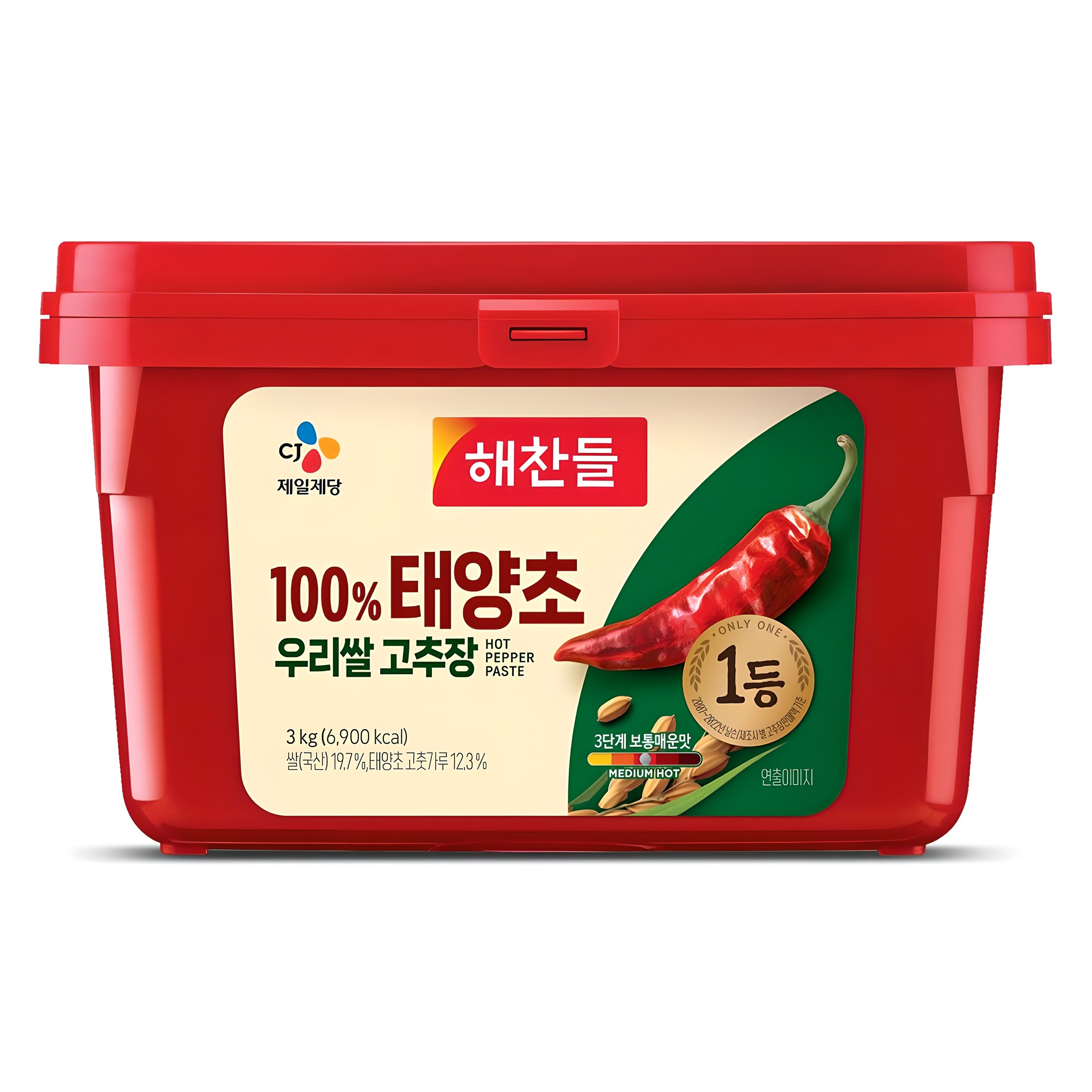 Haechandle 100% Taeyangcho Urissal Gochujang (Sun-Dried Red Pepper & Korean Rice Gochujang) 3kg, 1 Pack