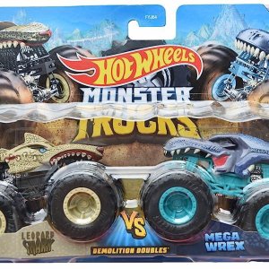 Hot Wheels Monster Trucks 레오파드 샤크 Vs 메가 렉스 데몰리션 더블 핫템 잇템