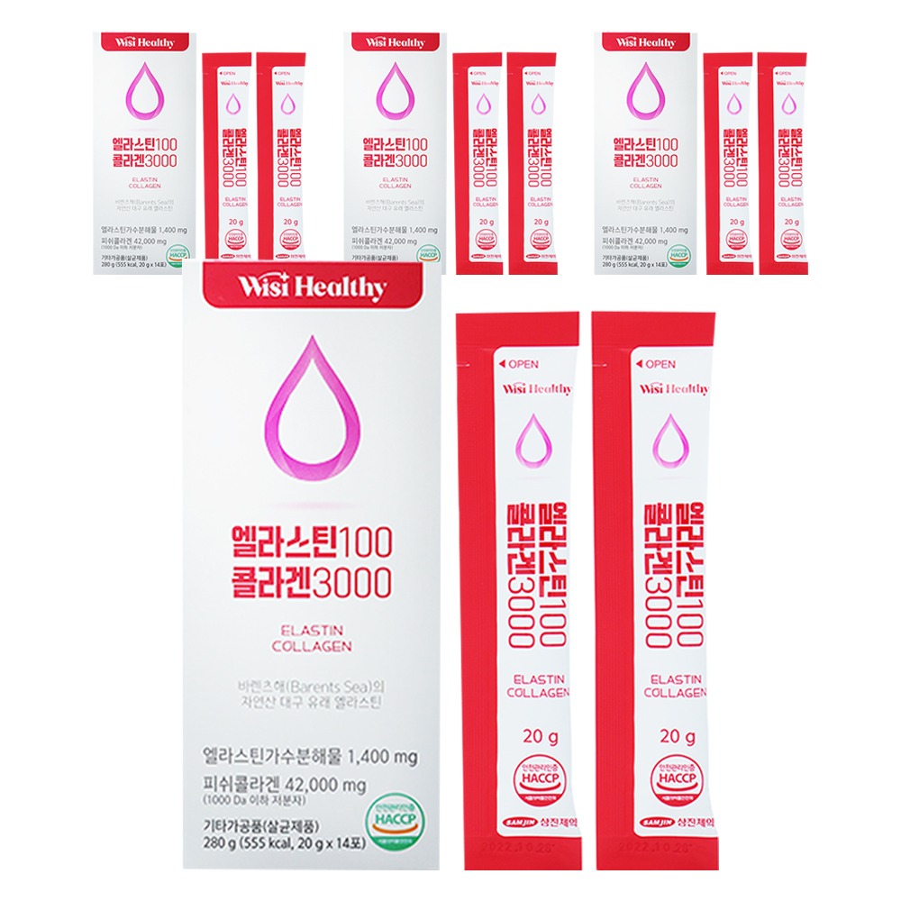 위시헬씨 <b>엘라스틴</b> 100 콜라겐 3000 280g, 4개