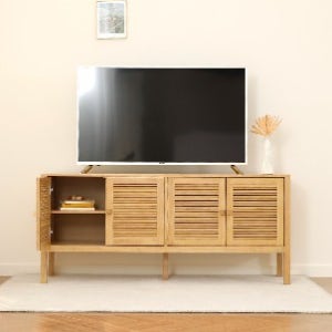 [Loydn Retro] 고무나무 원목 루바 갤러리 수납 TV 거실장 1600