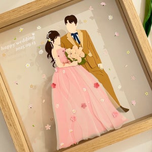 드로잉토퍼액자2인 웨딩 졸업 집들이 여친남친선물, happy.story(해피 스토리)