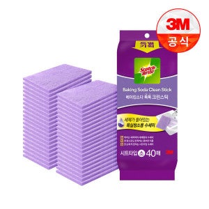스카치브라이트 욕실청소 베이킹소다 시트타입 크린스틱 소형40입 2개
