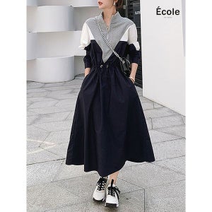 [에꼴드파리] 템버 배색 원피스_F43WOB005Z