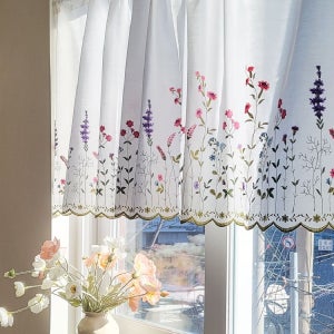플로랄 왈츠 프랑스자수 작은창커튼 K75+커튼봉/ 8사이즈 택1