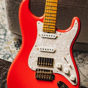 Don Grosh 30th Anniversary Limited Edition NOS Retro SSH-Fiesta Red w/Highly Figured 1-Piece 5A Roas