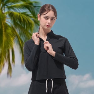 여성래쉬가드 크롭 반집업 티셔츠