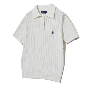 [예일] 우먼즈 헤리티지 댄 케이블 반팔 폴로 니트 아이보리 YEM1KT204AIV