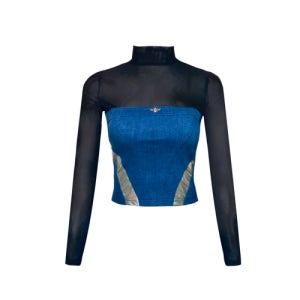 [로맨틱타이거] mesh and silver patch denim top 24MSTS003
