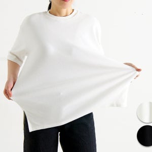 피치 스판면 5부소매 도톰 티