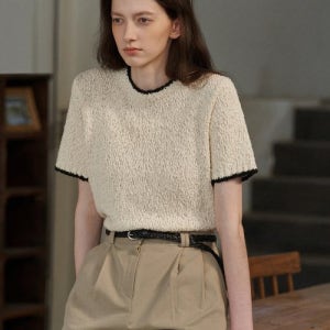 [앤니즈] Pansy half sleeve knit (ivory) 22SS01