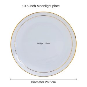 접시 세트Chinese Cerc Golden Rim Dinner Plate Set Hotel Bone Sum Minimalist Round Tableware  06 10.5-inc