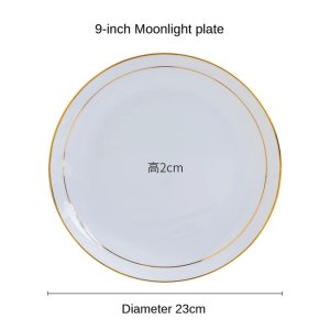 접시 세트Chinese Cerc Golden Rim Dinner Plate Set Hotel Bone Sum Minimalist Round Tableware  05 9-inch
