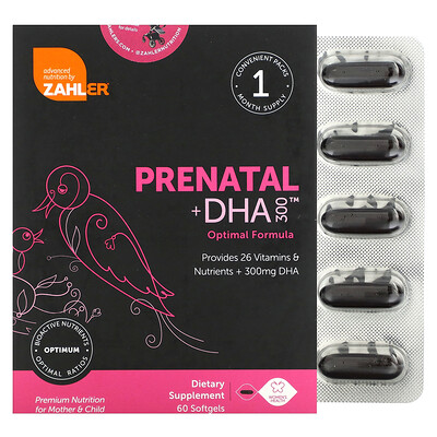 <b>자일러</b> Zahler Zahler, Prenatal + DHA 300, 소프트젤 60정