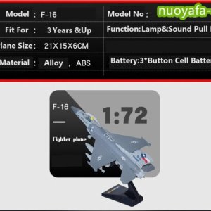 1  72 AIR FORCE F-16 회색 다이캐스트 합금 전투기 모형 비행기 W  램프 소리