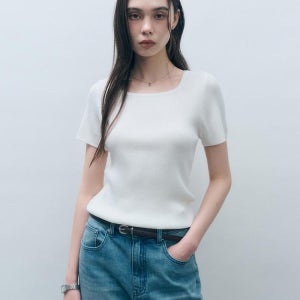 [몽돌] 골지 스퀘어넥 반팔 니트 MDKT076_9 Colors