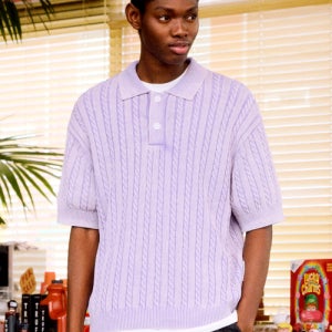 [디써티원] Washed Cable Sweater (LAVENDER) DU24UK3004PP