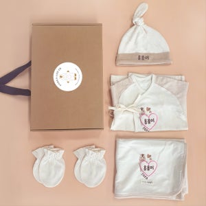 [말띠 뱀띠 커스텀] 태명 자수 배냇저고리 5종세트, 자연생각