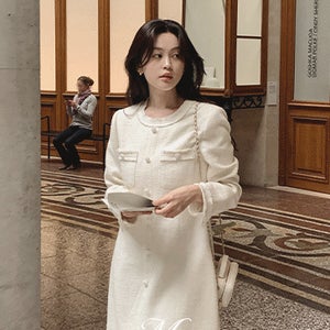 [격식룩,하객룩추천💕][made] 로니에 트위드 원피스 (봄/간절기/데일리/데일리룩/출근룩/데이트룩/하객룩/격식룩/오피스룩/벚꽃/개강/긴팔/트위드)