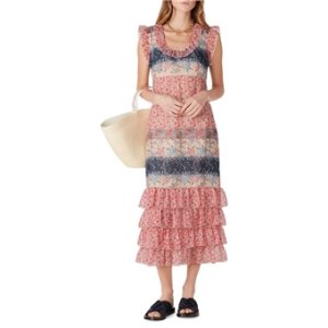 I20995 Anna Sui Floral Flutter Sleeve Midi Dress