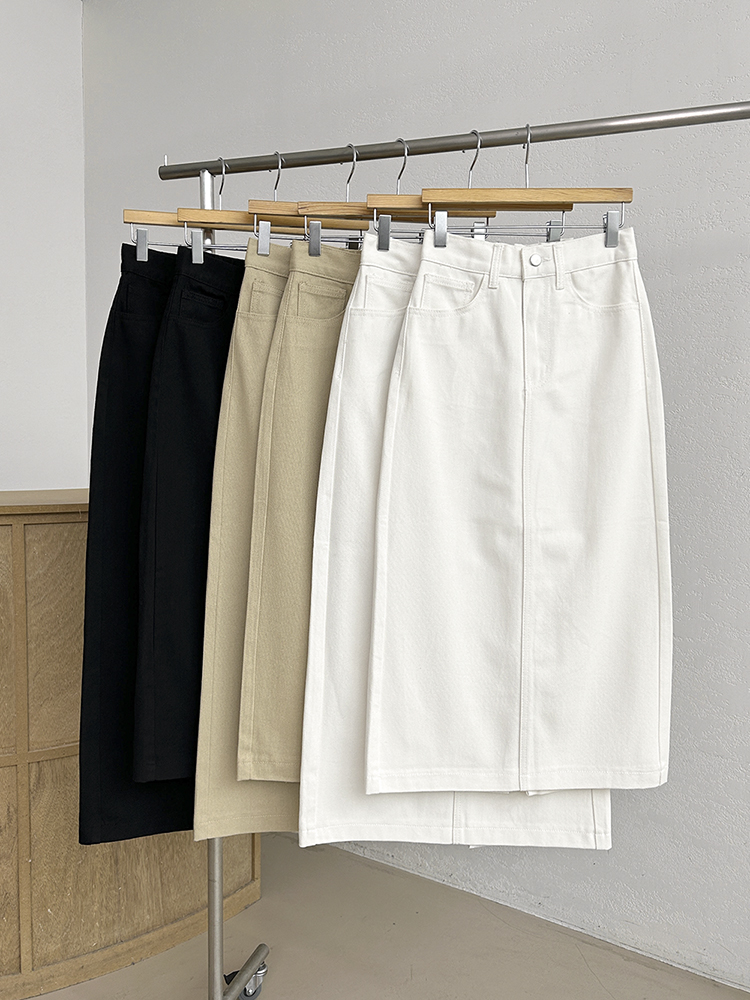 핫딜 2기장 밴딩 페이지 코튼 H라인 롱 스커트