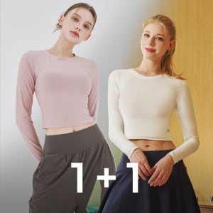 빈티지라운드반팔심플티셔츠코지 데일리 긴팔티셔츠 크롭 티셔츠 1+1