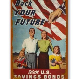 [아마존 공식]Back Your Future With Us Savings Bonds Wpa War Propaganda 빈티지 틴 사인 벽 장식 벽 아트 펍 바 장식 커피 컵 표지판