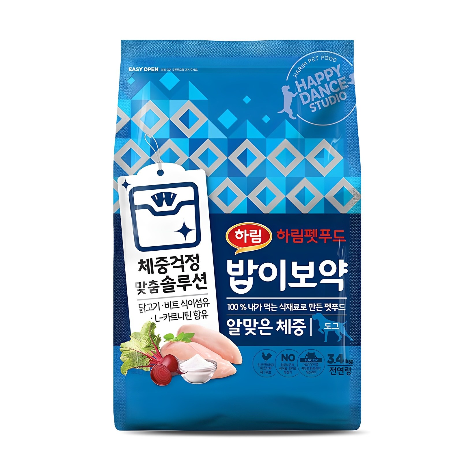 하림펫푸드 밥이보약 강아지 다이어트 사료 3.4kg