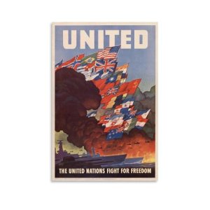 [아마존 공식]United Nations Fight for Freedom Poster WWII Propaganda Posters Vintage Canvas Prints Poster