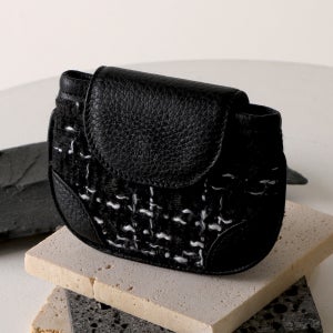 트위드카드지갑 동전지갑 똑딱이 천연가죽지갑 pinto, pinto (핀토)