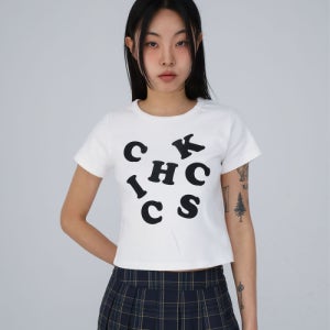 [칙스] CHICKS WORD 블랙 크롭 반팔티 반팔 티셔츠 화이트 5010030425